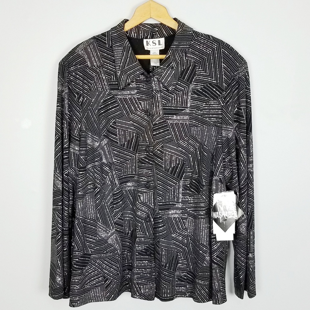 🌹Vintage KSL 🎉Sparkly Glitter Evening Blouse 24W